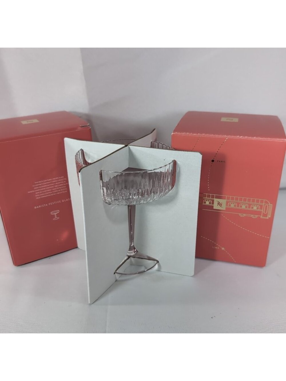2 Set Nespresso Barista Festive Glass NEW 139305 Cocktail Martini Clear 12580267